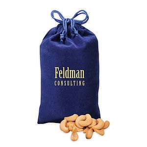 SALE - Extra Fancy Cashews in Blue Velour Gift Bag
