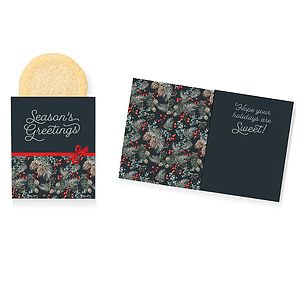 Foil-Stamped Stock Pine Boughs & Berries Design Mini Sweeter Card with Single Sugar Cookie