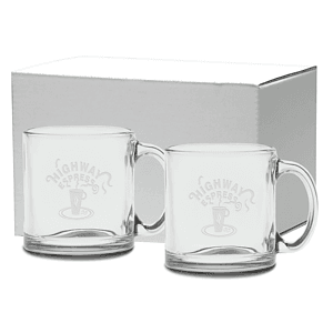 13 oz. Etched Clear Glass Coffee Mug Gift Set