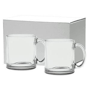 13 oz. Etched Clear Glass Coffee Mug Gift Set