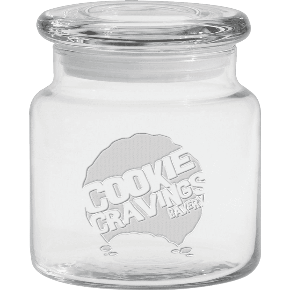 Promotional 16 oz. apothecary jar with flat lid deep etched
