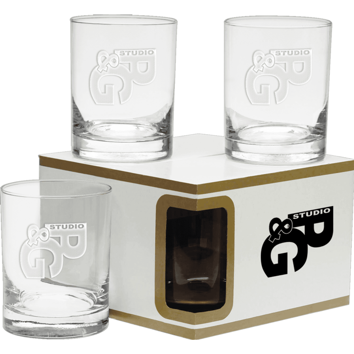 14 oz. Premium Set of 4 DOF Glasses - Deep Etch