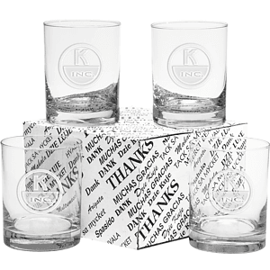 14 oz. Thank You Set of 4 DOF Glasses - Etch