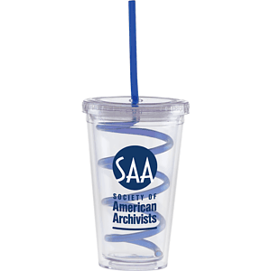 Carnival Cups-Color Curly Straw, Clear Lid