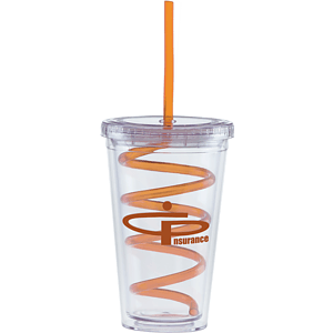 Carnival Cups-Color Curly Straw, Clear Lid
