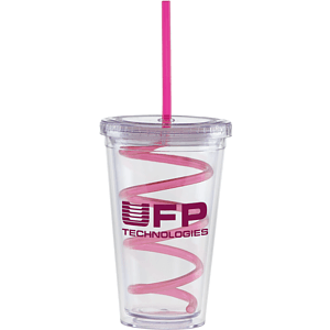 Carnival Cups-Color Curly Straw, Clear Lid