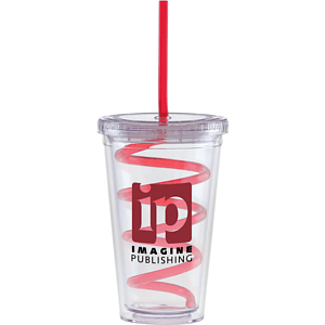 Carnival Cups-Color Curly Straw, Clear Lid