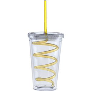Carnival Cups-Color Curly Straw, Clear Lid