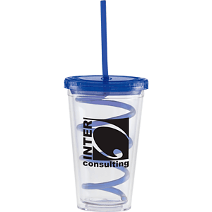 Carnival Cups-Color Curly Straw, Color Lid