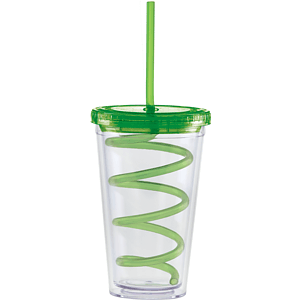 Carnival Cups-Color Curly Straw, Color Lid