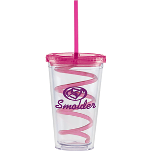 Carnival Cups-Color Curly Straw, Color Lid