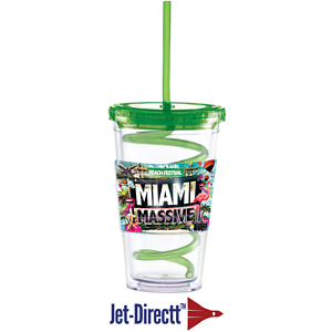 Carnival Cups-Color Curly Straw, Color Lid