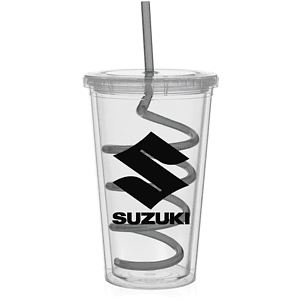 Carnival Cups-Color Curly Straw, Clear Lid