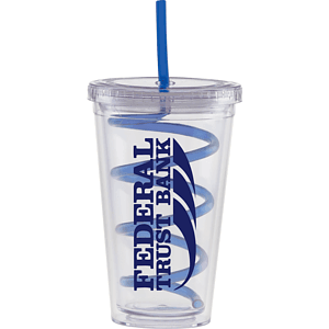 Carnival Cups-Color Curly Straw, Clear Lid