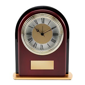 Rosewood and Black Glass Arch Clock