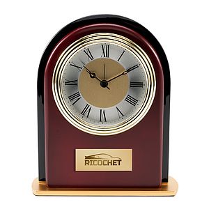 Rosewood and Black Glass Arch Clock