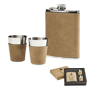 Leatherette Flask Set