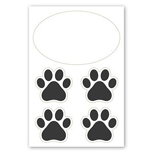 2 in 1 Oval Car Magnet with 4  Paw Prints