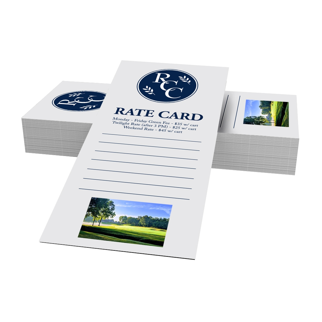 Information/Rate Cards  - Glossy, 12pt Full Color Front - Size 4" x 9" - Standard