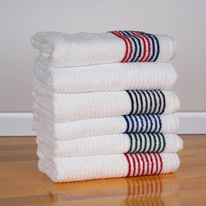 Junior Tour Caddy Golf Towel - White With Color Stripe - Screen Printed