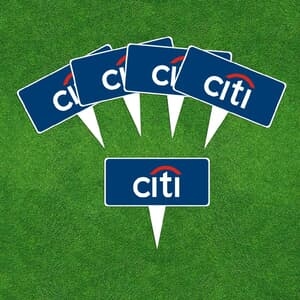 Golf Tee Marker Spike Signs - 8" x 7" - (Double Sided)