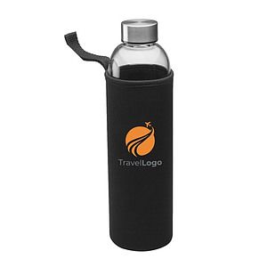 Glass Water Bottle with Metal Cap - Neoprene Carrying Pouch, 34 oz. |  Corporate Specialties