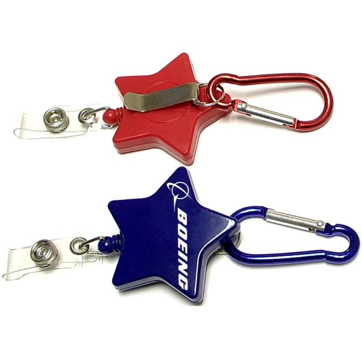 Star shape 28" retractable badge holder with carabiner