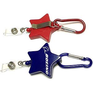 Star shape 28" retractable badge holder with carabiner
