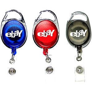 Oval shape retractable badge holder with carabiner clip