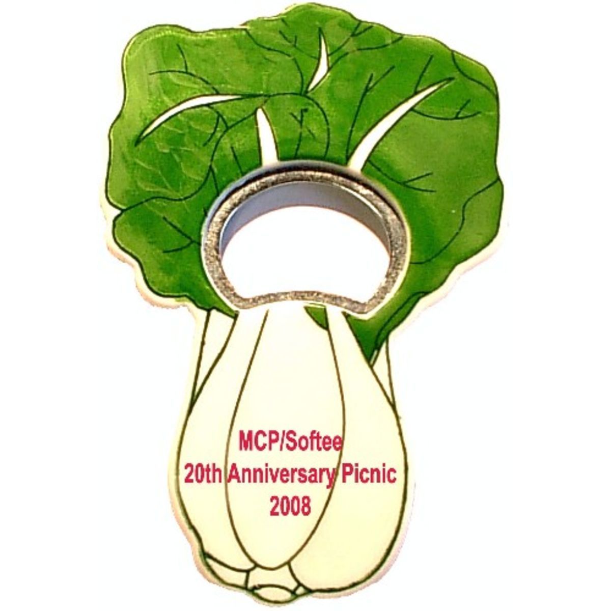 Jumbo size cabbage shape magnetic bottle opener