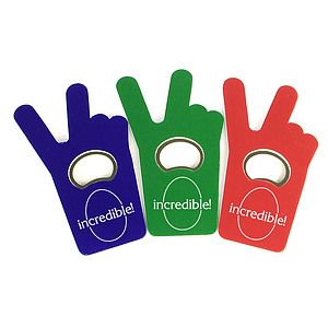 Jumbo size V sign / finger bottle shape magnetic bottle opener