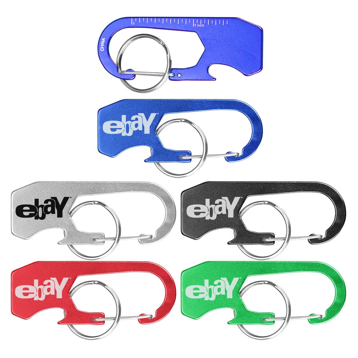 Ruler Carabiner Bottle Opener with Key Ring