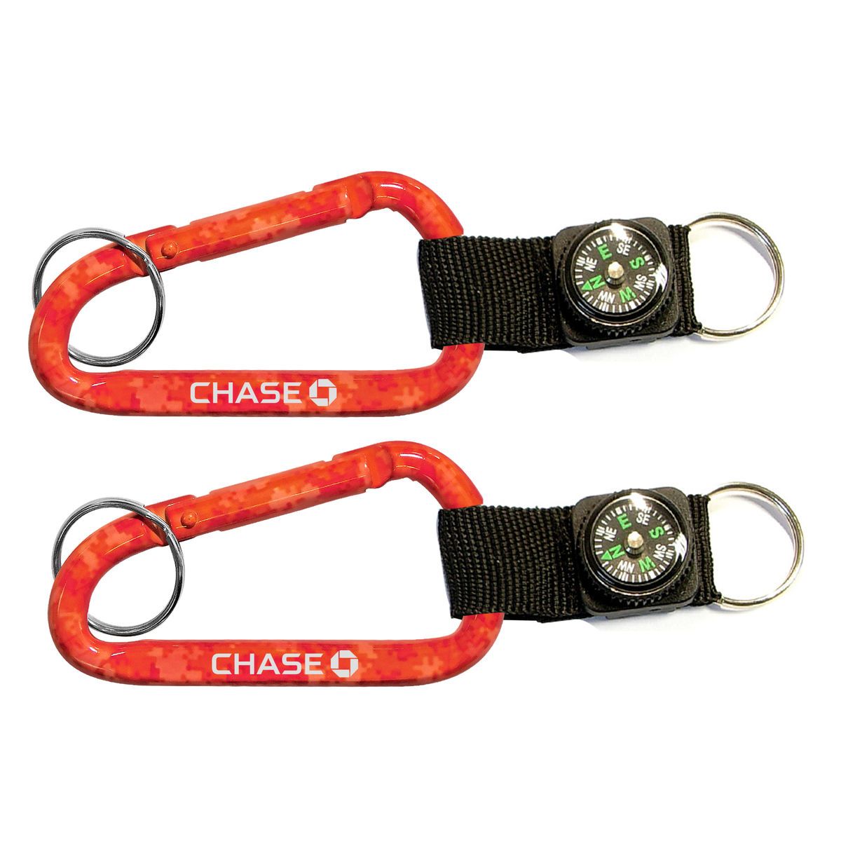 Camouflage Carabiner with Compass w/ Split Ring