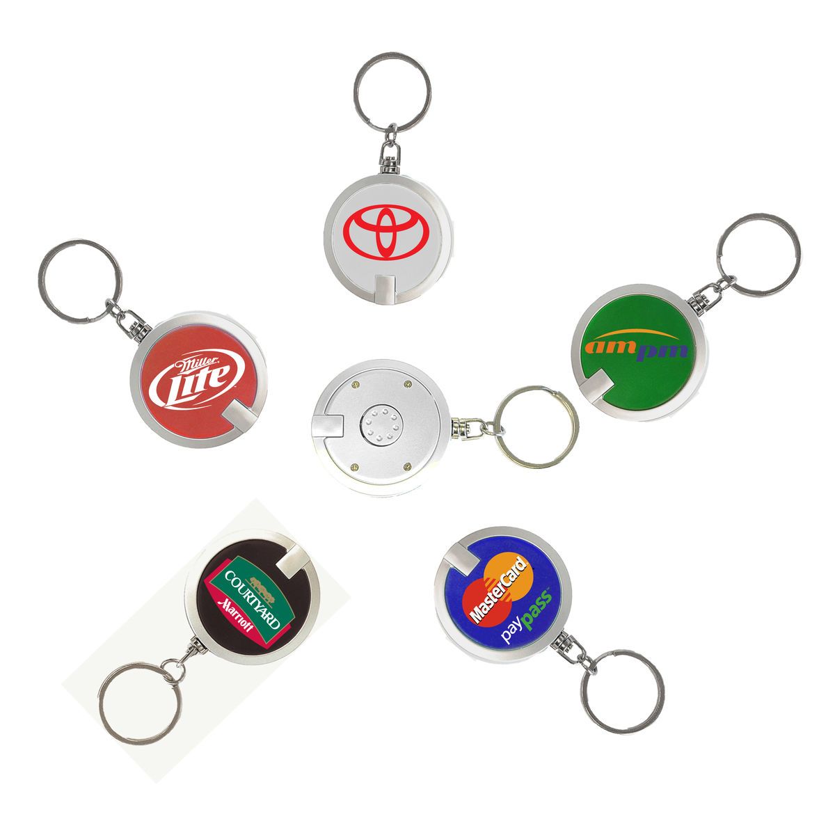 Deluxe coaster shape round flashlight Key Chain