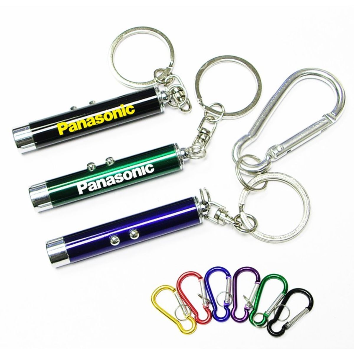 Dual function laser pointer and super bright LED flashlight with keychain.