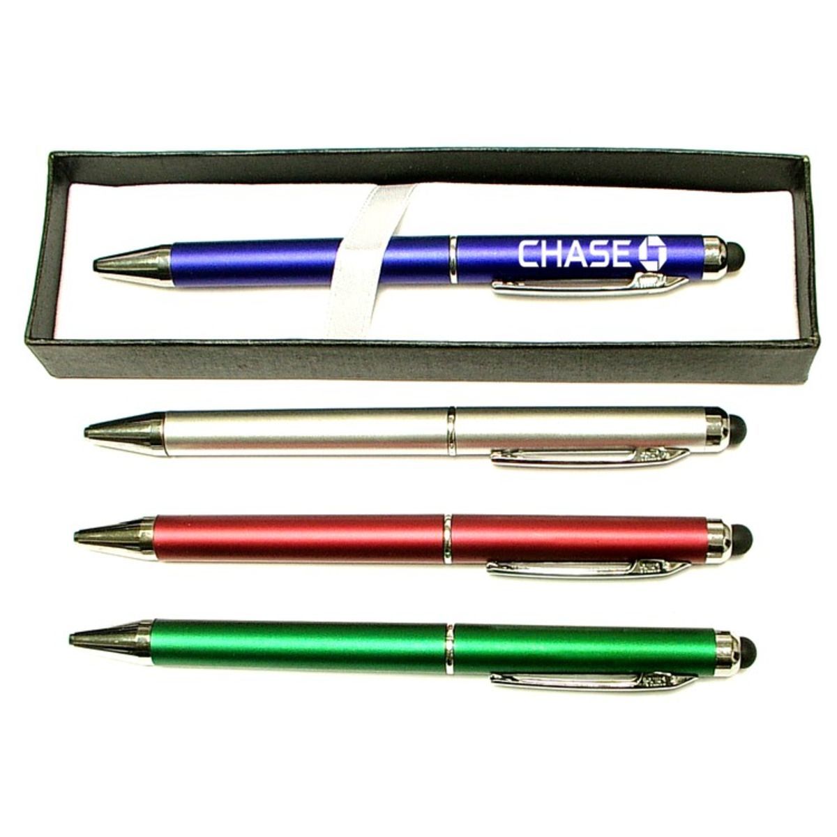 Twist action pen with stylus and gift box