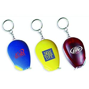 Computer mouse shape tape measure with key chain.