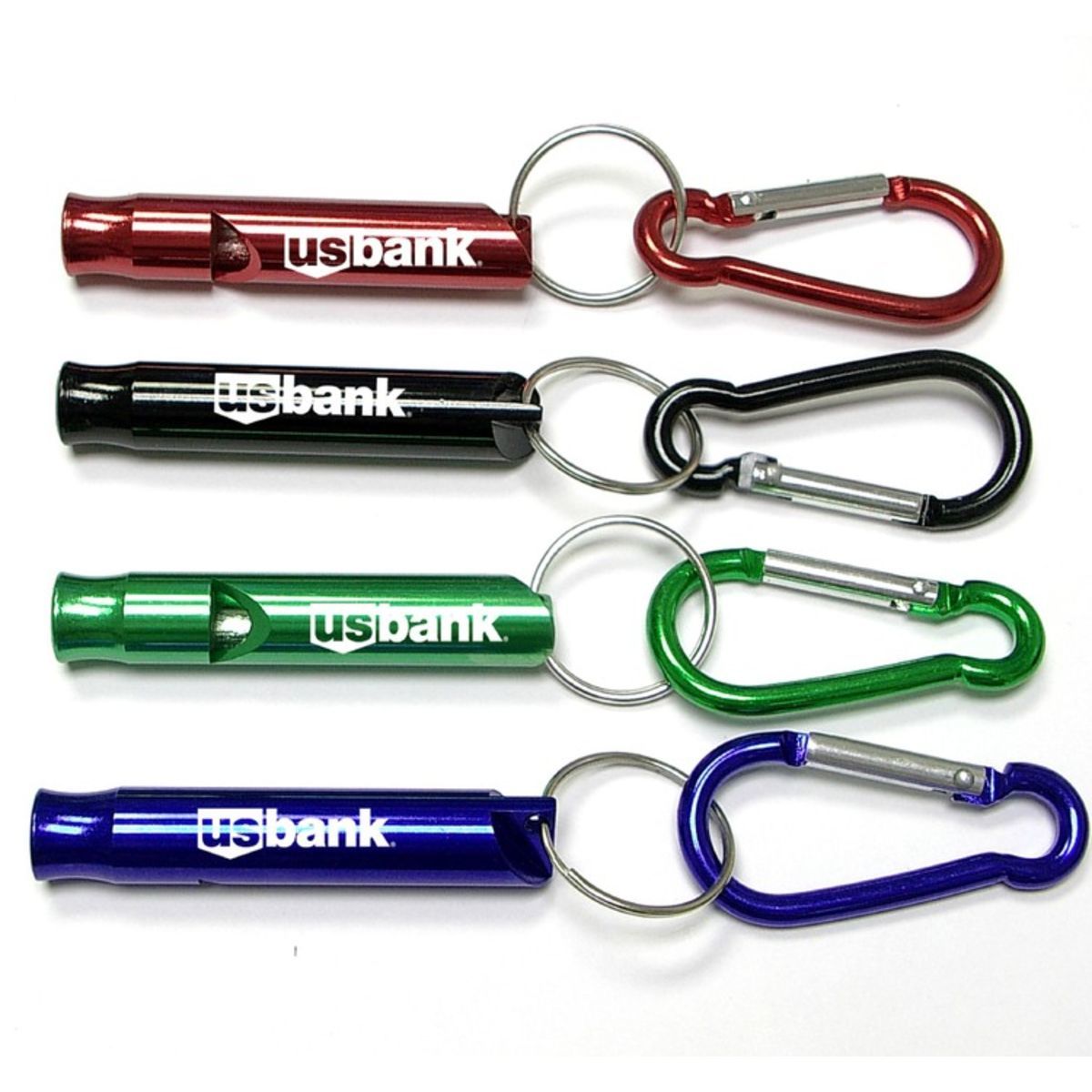 Whistle with carabiner and split ring