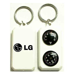 Compass and thermometer keychain.