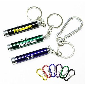 Dual function laser pointer and super bright LED flashlight with keychain.