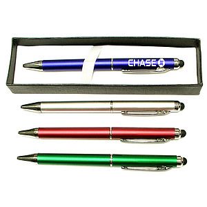 Twist action pen with stylus and gift box