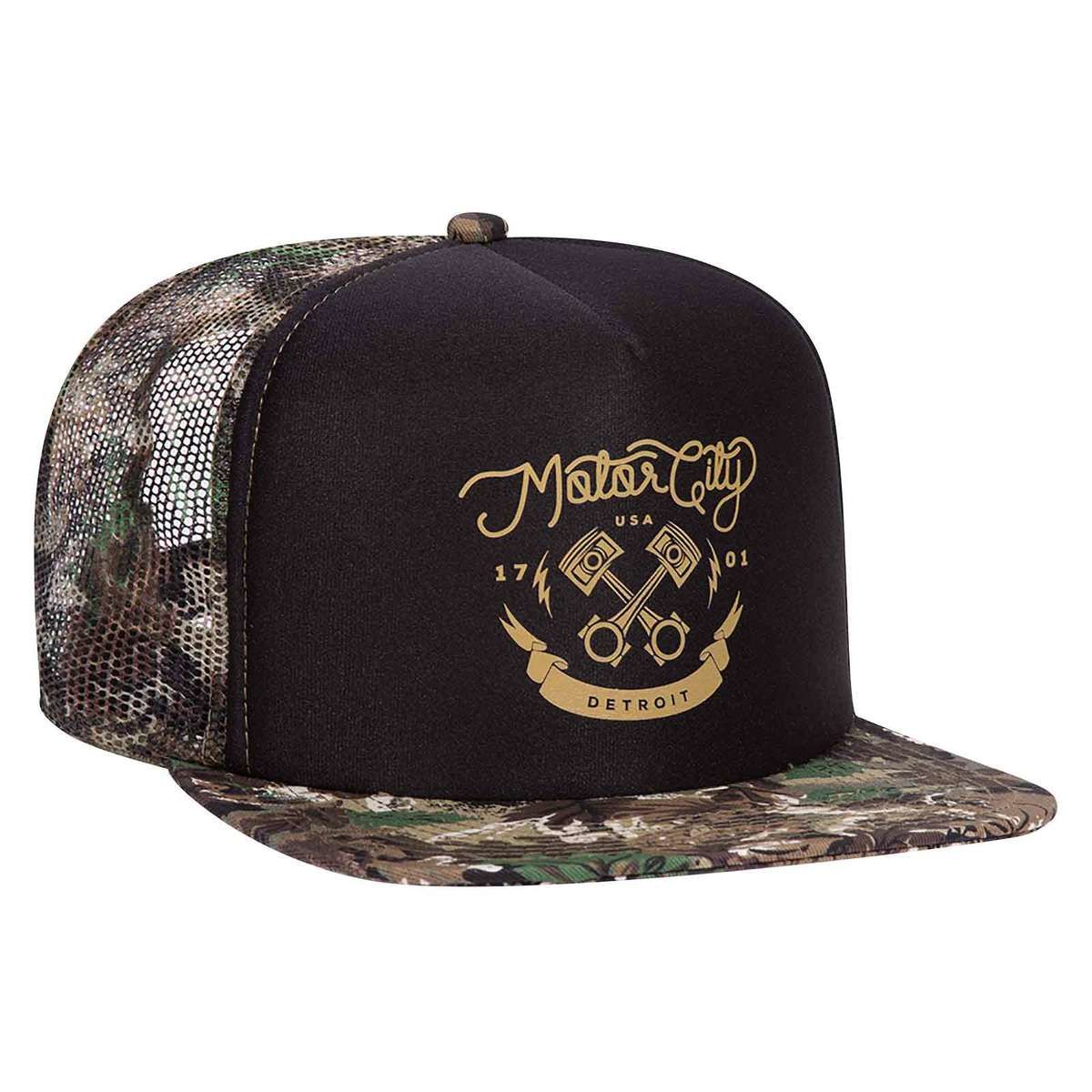 Otto cap otto snap camouflage 5 panel high crown mesh back trucker hat