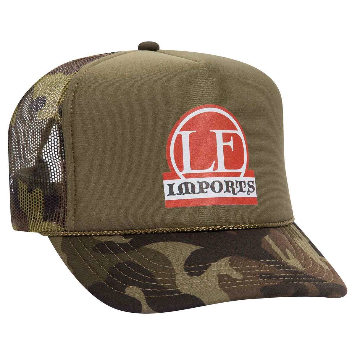Promotional Otto cap camouflage 5 panel high crown mesh back trucker
