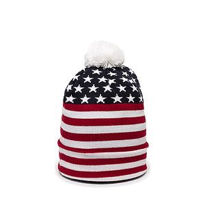 Americana Watch Cap w/Pom