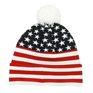 Americana Watch Cap w/Pom