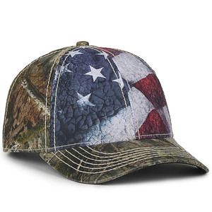 Sublimated Flag Front Cap w/Camo Back