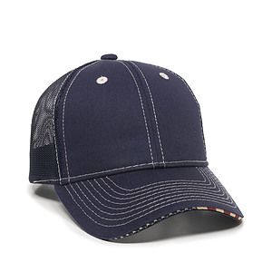 Twill Mesh Back Cap w/Flag Sandwich Visor