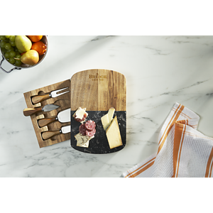Black Marble Cheese Board Set with Knives