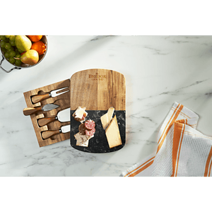 Black Marble Cheese Board Set with Knives