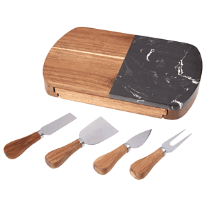 Black Marble Cheese Board Set with Knives